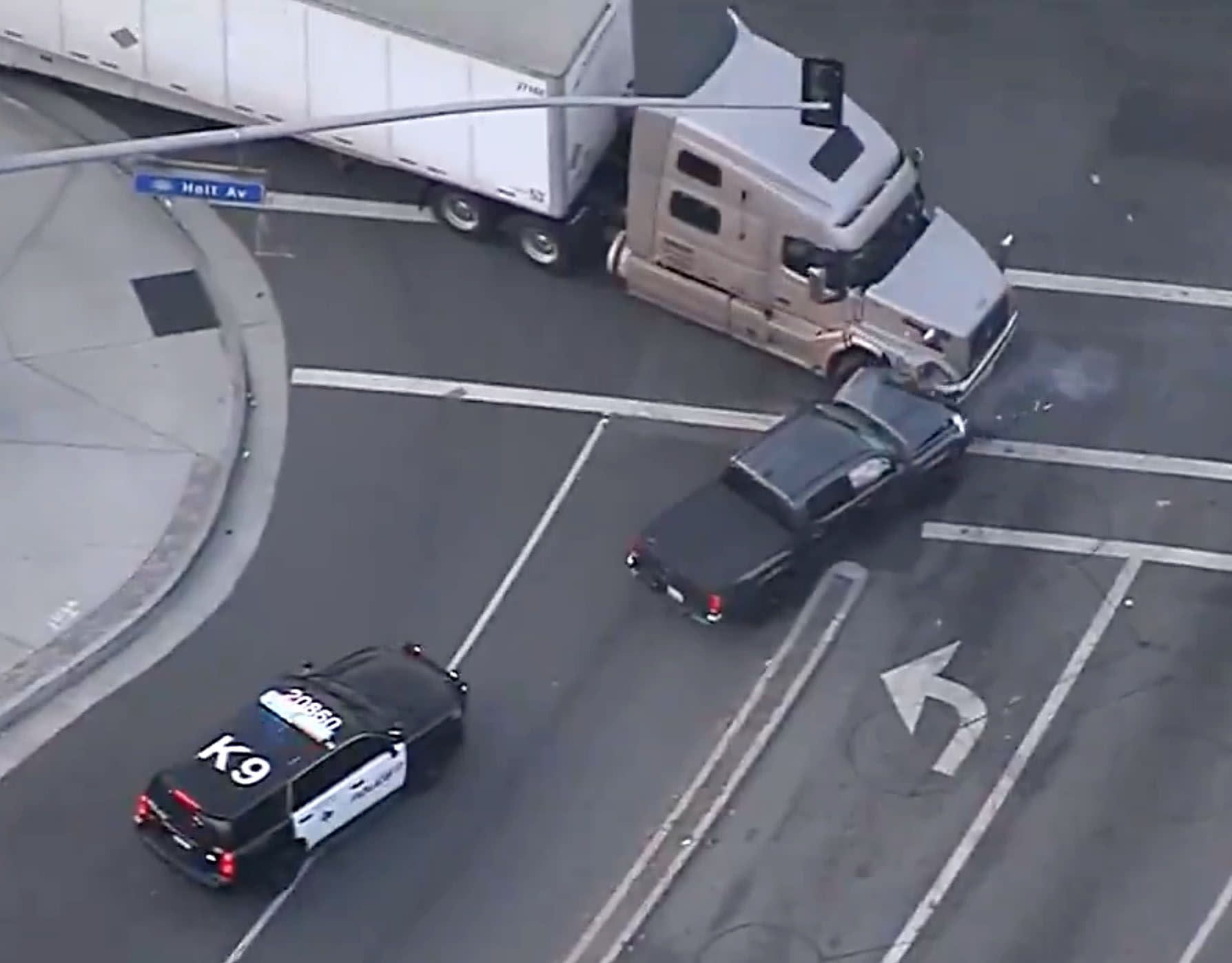 SEE IT High speed chase ends after murder suspect crashes into semitruck