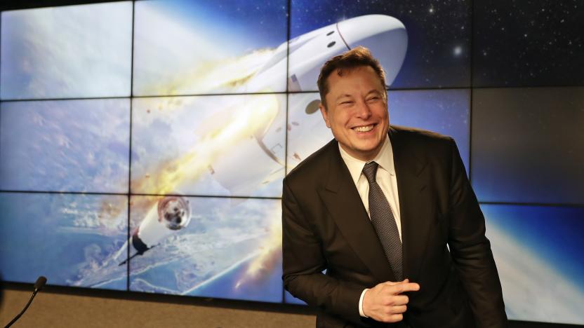 Elon Musk, founder, CEO, and chief engineer/designer of SpaceX speaks during a news conference after a Falcon 9 SpaceX rocket test flight to demonstrate the capsule's emergency escape system at the Kennedy Space Center in Cape Canaveral, Fla., Sunday, Jan. 19, 2020. (AP Photo/John Raoux)