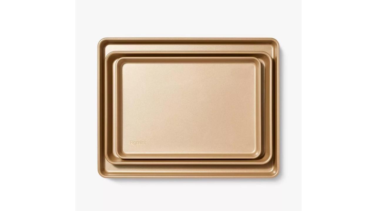 3pc Nonstick Baking Sheet Set Gold - Figmint™ : Target