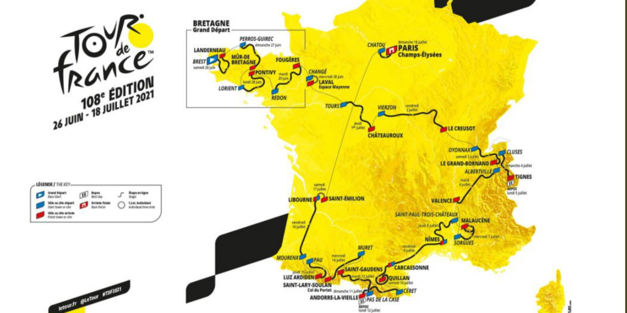 D couvrez le parcours complet du Tour  de  France  2022