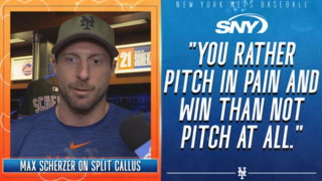 Max Scherzer describes pitching with a split callus in Mets win