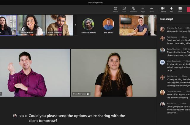 Microsoft Teams sign language view