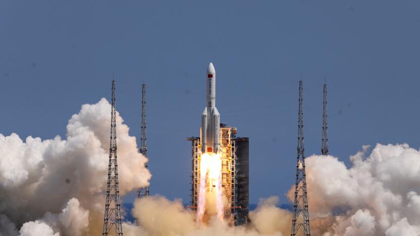 A Long March-5B Y3 rocket, carrying the Wentian lab module for China's space station under construction, takes off from Wenchang Spacecraft Launch Site in Hainan province, China July 24, 2022. China Daily via REUTERS  ATTENTION EDITORS - THIS IMAGE WAS PROVIDED BY A THIRD PARTY. CHINA OUT.