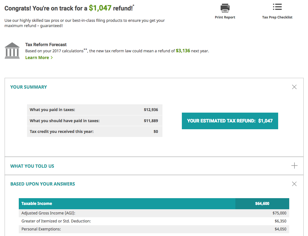 2022 tax refund calculator hr block