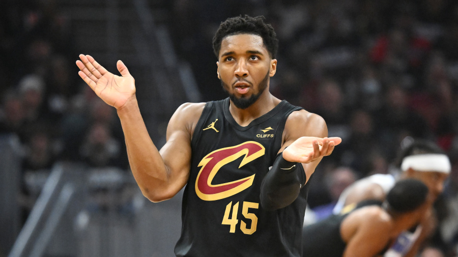 Getty Images - CLEVELAND, OHIO - MAY 05: Donovan Mitchell #45 of the Cleveland Cavaliers reacts after drawing a foul in the first quarter against the Orlando Magic during the first quarter in Game Seven of the Eastern Conference First Round Playoffs at Rocket Mortgage Fieldhouse on May 05, 2024 in Cleveland, Ohio. NOTE TO USER: User expressly acknowledges and agrees that, by downloading and/or using this Photograph, user is consenting to the terms and conditions of the Getty Images License Agreement. (Photo by Jason Miller/Getty Images)