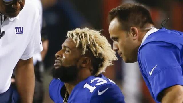 Odell Beckham gets hit low, suffers scary injury vs. Browns