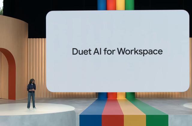 Aparna Pappu at Google I/O demoing Duet AI for Workspace