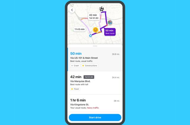 Waze pre-drive info screen