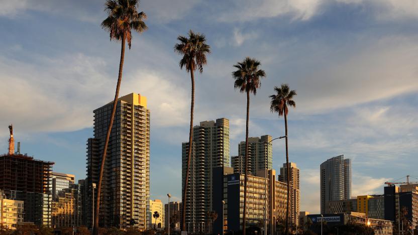 SAN DIEGO - JANUARY 14:  A partial view of the San Diego skyline, as photographed along Pacific Highway in San Diego, California on January 14, 2018.  (Photo By Raymond Boyd/Getty Images)
  