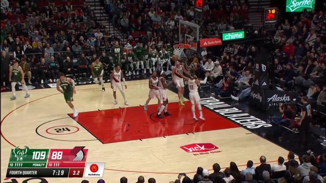 Jrue Holiday with a 2-pointer vs the Portland Trail Blazers