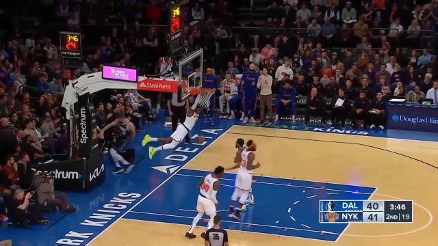 RJ Barrett with a dunk vs the Dallas Mavericks