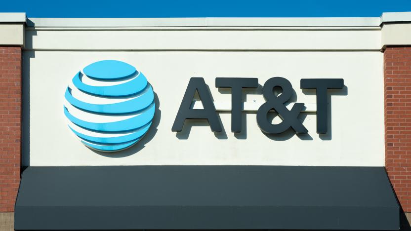 Sign on a AT&T retail telephone store. (Photo by: Jim Lane/Education Images/Universal Images Group via Getty Images)