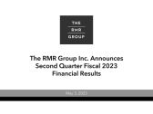 The RMR Group Inc. Announces Second Quarter Fiscal 2023 Results