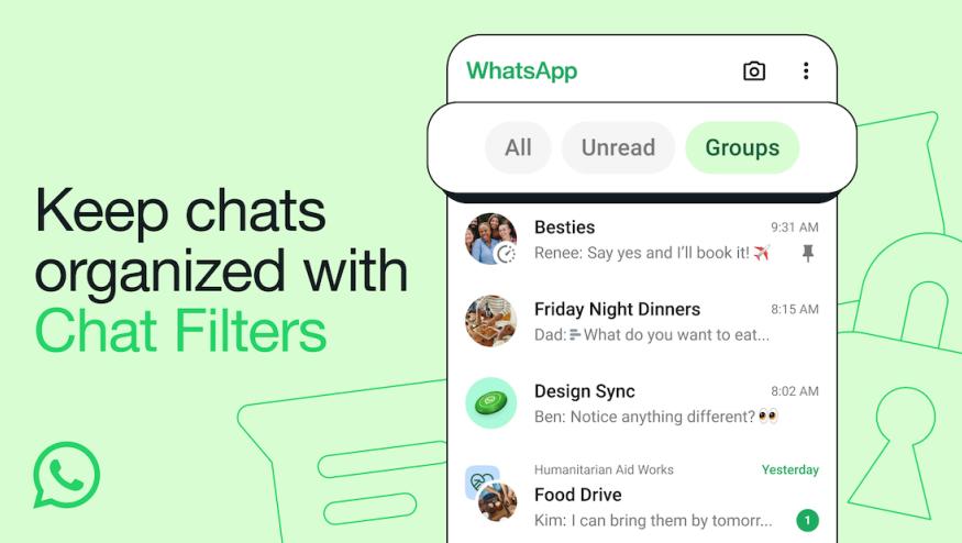 An example of searching by chat filters on WhatsApp.