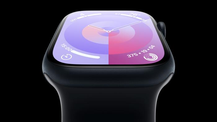 The display of the Apple Watch Series 9 smartwatch.