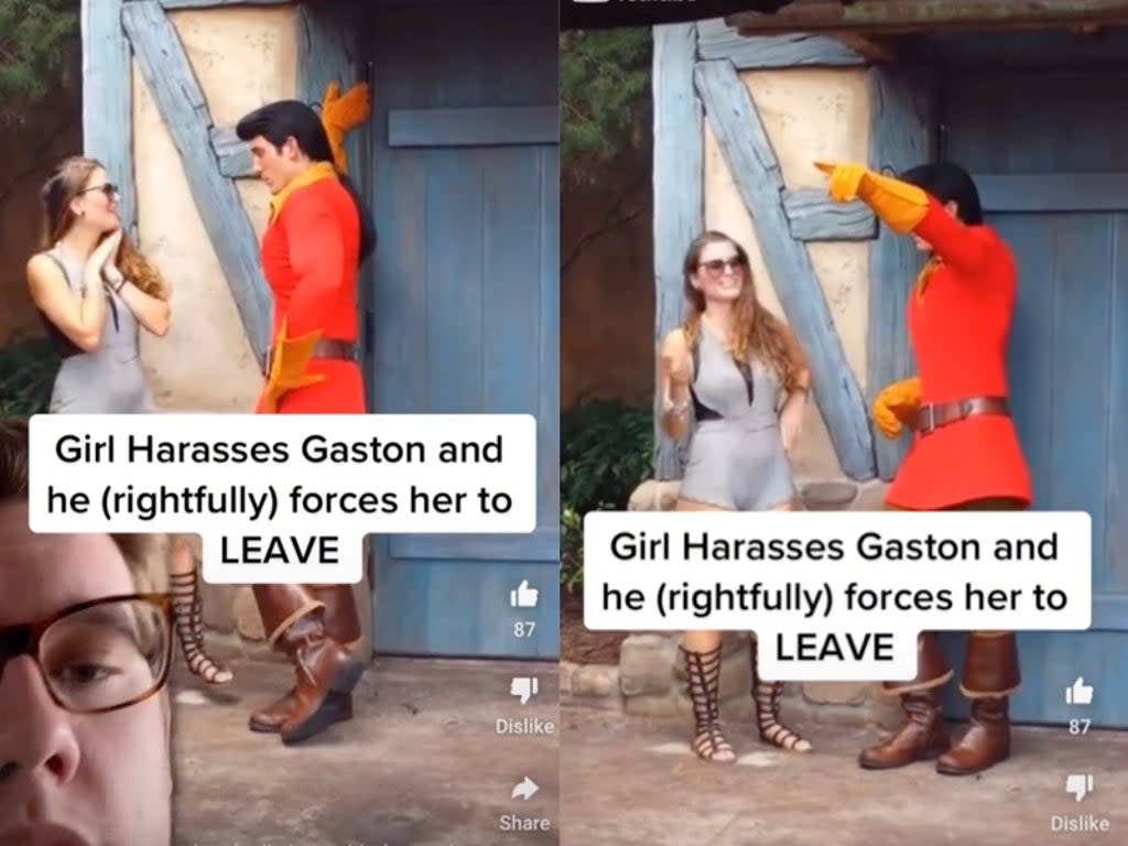 Exponen a mujer tocando inapropiadamente a empleado de Disney disfrazado de Gaston