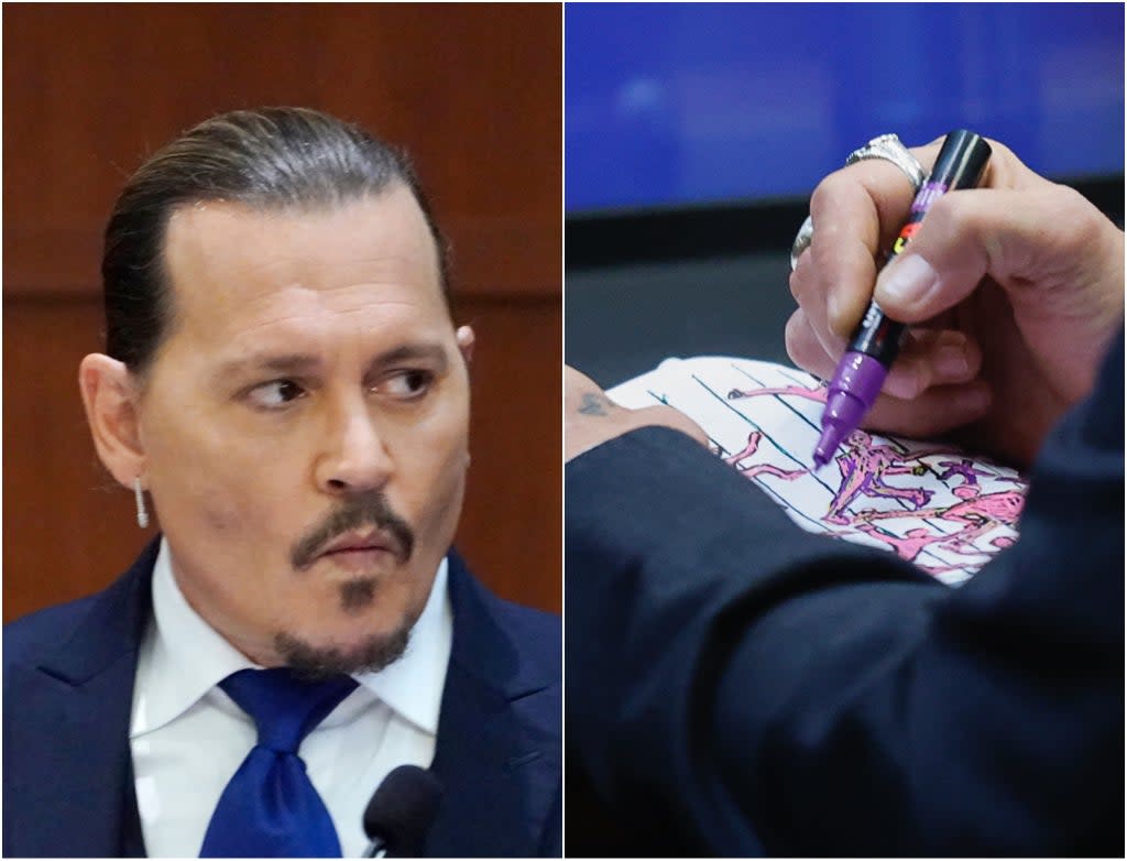 Johnny Depp Trial Footage Of Actor Showing A Doodle To His Lawyer During Trial Goes Viral