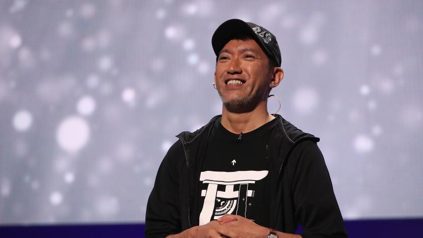 LOS ANGELES, CALIFORNIA - JUNE 09:  Shinji Mikami, Director at Tango Gameworks, revels 'Ghostwire Tokyo' during the Bethesda E3 Showcase at The Shrine Auditorium on June 09, 2019 in Los Angeles, California. (Photo by Christian Petersen/Getty Images)