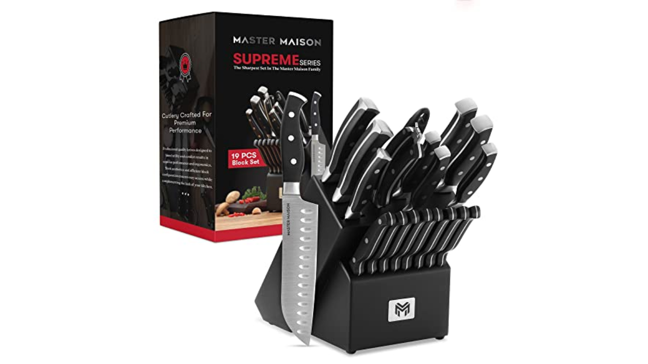 19pcs Kitchen Utensils And Knife Set Including Knife Block, 9pcs