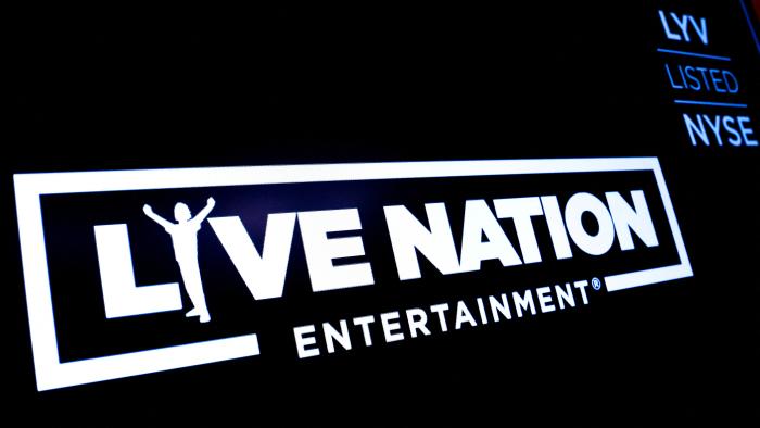 FILE PHOTO: The logo and trading information for Live Nation Entertainment is displayed on a screen on the floor at the New York Stock Exchange (NYSE) in New York, U.S., May 3, 2019. REUTERS/Brendan McDermid/File Photo