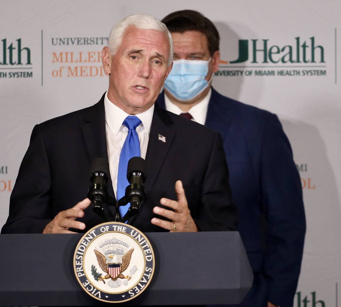 ‘A day of hope.’ Pence visits Miami for launch of COVID vaccine trial.