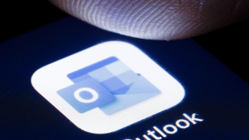 BERLIN, GERMANY - APRIL 22: The logo of the software Microsoft Outlook is shown on the display of a smartphone on April 22, 2020 in Berlin, Germany. (Photo by Thomas Trutschel/Photothek via Getty Images)