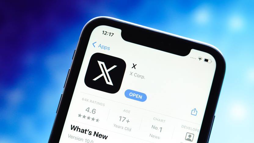 CHINA - 2023/08/09: In this photo illustration, the logo of the social network "X" (formerly: Twitter) is displayed in the Apple App Store. (Photo Illustration by Sheldon Cooper/SOPA Images/LightRocket via Getty Images)
