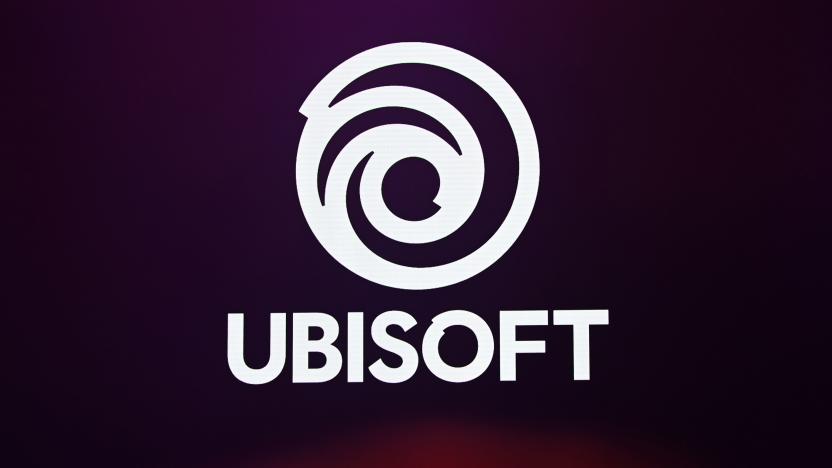 The Ubisoft logo is seen at the Ubisoft E3 press conference, June 10, 2019 in Los Angeles. - The E3 Electronic Entertainment Expo takes place at the Los Angeles Convention Center June 11-13. (Photo by Robyn Beck / AFP)        (Photo credit should read ROBYN BECK/AFP via Getty Images)