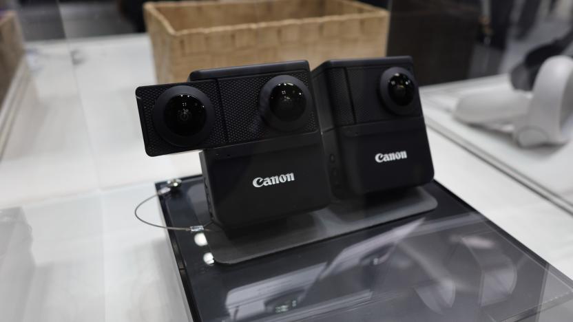 A photo of a prototype Canon 380 and 180 VR camera