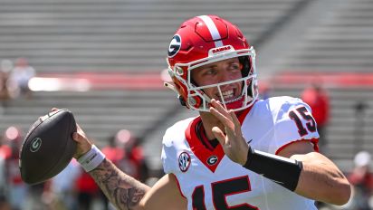 Getty Images - ATHENS, GA - APRIL 13:  Georgia Bulldogs QB Carson Beck (15) during the G-Day Red and Black Spring Game on April 13, 2024, at Sanford Stadium in Athens, GA. (Photo by John Adams/Icon Sportswire via Getty Images)