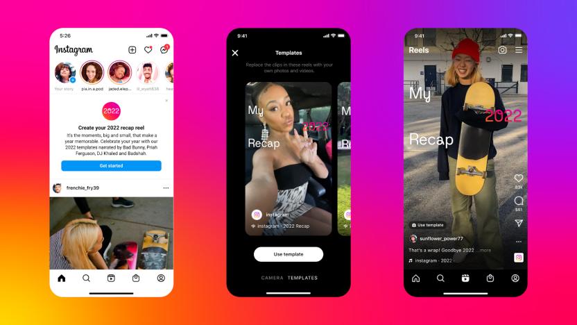 Screenshots showing Instagram's 2022 Recap feature