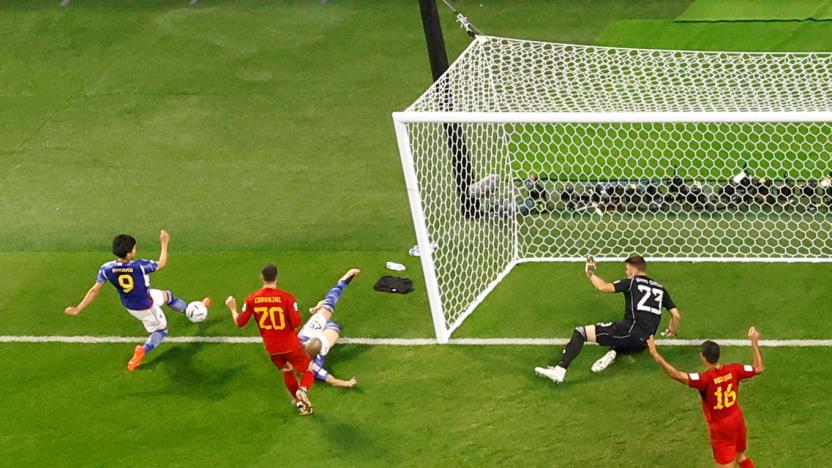 Soccer Football - FIFA World Cup Qatar 2022 - Group E - Japan v Spain - Khalifa International Stadium, Doha, Qatar - December 1, 2022 Japan's Kaoru Mitoma in the action before Ao Tanaka scored their second goal REUTERS/Peter Cziborra