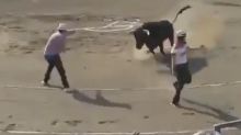 Dos animalistas que saltaron a un ruedo taurino fueron atacados por el mismo toro