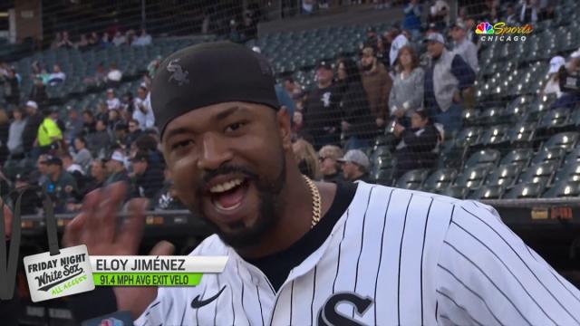 Chuck Garfien talks to Eloy Jimenez moments before Friday night's game