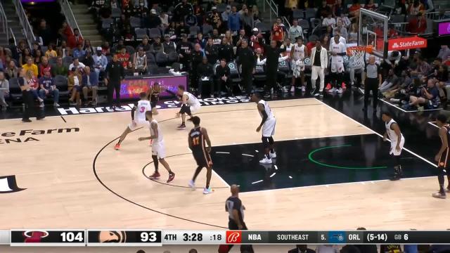 Dejounte Murray with an and one vs the Miami Heat