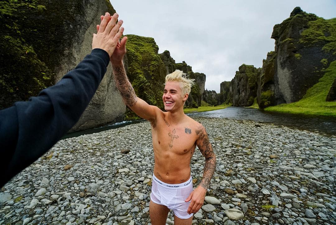 Justin Bieber Rocks Nothing But Wet, White Undies After Taking a Dip in Ice...