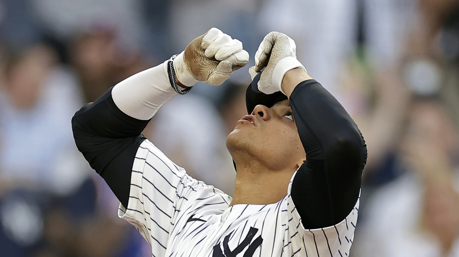 Associated Press - New York Yankees' Juan Soto reacts after hitting a home run against the Houston Astros during the first inning of a baseball game Wednesday, May 8, 2024, in New York. (AP Photo/Adam Hunger)
