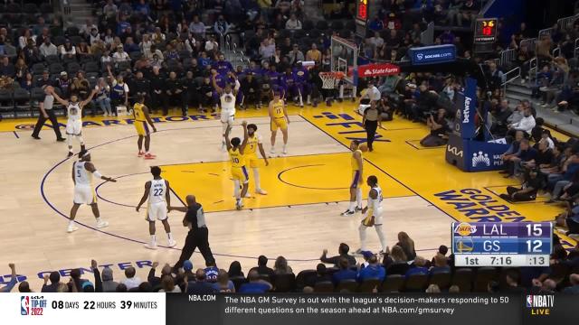 Andrew Wiggins with an and one vs the Los Angeles Lakers