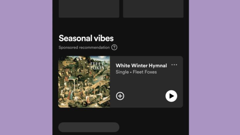 A screenshot of a phone screen showing that says "Seasonal Vibes" as its headline with "sponsored recommendation" underneath. 