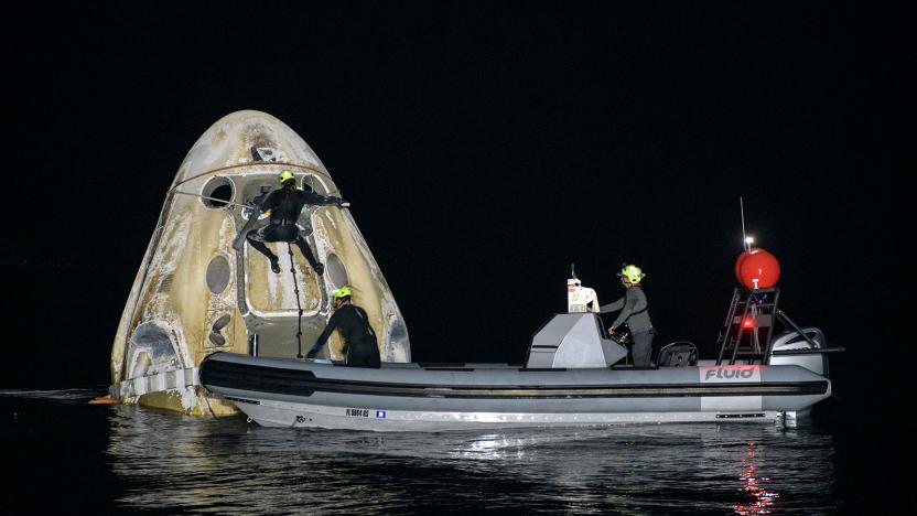 NASA SpaceX Crew-1 mission splashdown