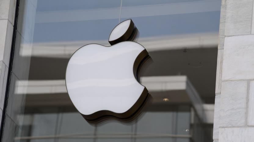 The Apple logo is seen at the entrance of an Apple store in Washington, DC, on September 14, 2021. - Apple users were urged on Tuesday to update their devices after the tech giant announced a fix for a major software flaw that allows the Pegasus spyware to be installed on phones without so much as a click. (Photo by Nicholas Kamm / AFP) (Photo by NICHOLAS KAMM/AFP via Getty Images)