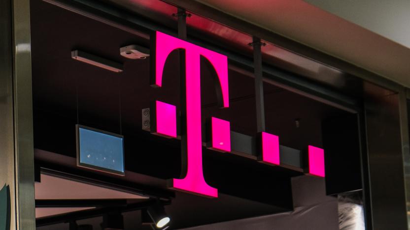 KRAKOW, POLAND - 2020/12/09: A T mobile logo is seen inside a shopping mall. (Photo by Omar Marques/SOPA Images/LightRocket via Getty Images)