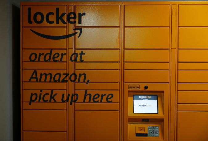 An Amazon collection locker is seen inside the Amazon-backed pop up store 'Clicks and Mortar' in Manchester, Britain, June 3, 2019. REUTERS/Phil Noble