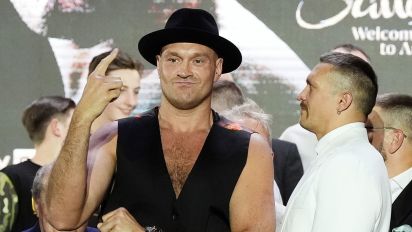 Getty Images - Tyson Fury (left) and Oleksandr Usyk following a press conference at BLVD City Music World, Riyadh. The IBF, WBA, WBC and WBO heavyweight title fight between Tyson Fury v Oleksandr Usyk will take place on Saturday 18th May. Picture date: Thursday May 16, 2024. (Photo by Nick Potts/PA Images via Getty Images)