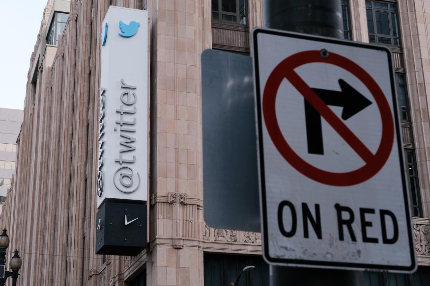 SAN FRANCISCO, CA - NOVEMBER 04: Twitter headquarters stands on the intersection of Market Street and 10th Street on November 4, 2022 in San Francisco, California. Twitter Inc reportedly began laying off employees across its departments on Friday as new owner Elon Musk is reportedly looking to cut around half of the company's workforce. (Photo by David Odisho/Getty Images)