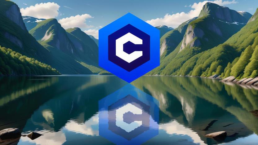 The Civitai logo over an AI-generated image of a lake in a valley