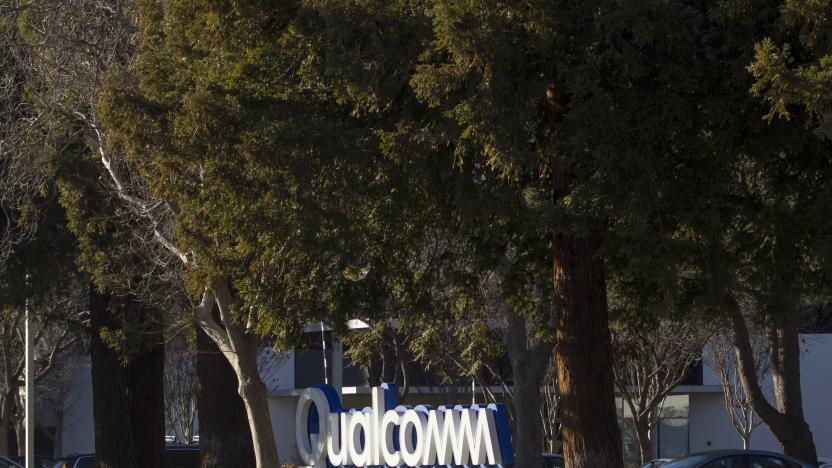 Santa Clara, California, USA - Feb 28, 2020: American multinational semiconductor and telecommunications equipment company Qualcomm Inc.'s Silicon Valley campus exterior.