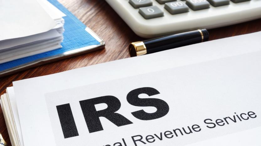 IRS Internal Revenue Service documents and folder.