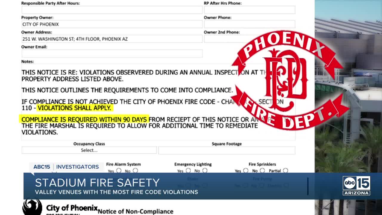 Arizona stadium's efforts to fix fire code violations prior to Super Bowl