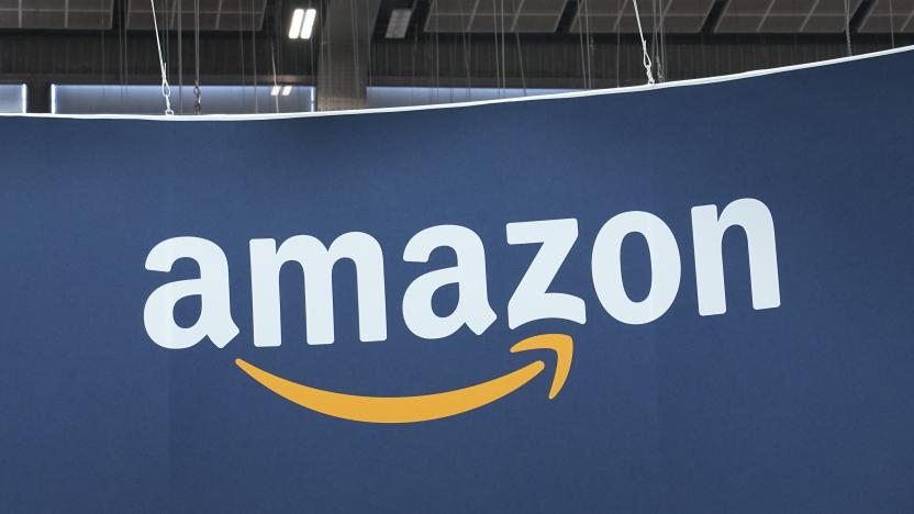 The Amazon logo is photographed at the Vivatech show in Paris, Thursday, June 15, 2023. (AP Photo/Michel Euler)